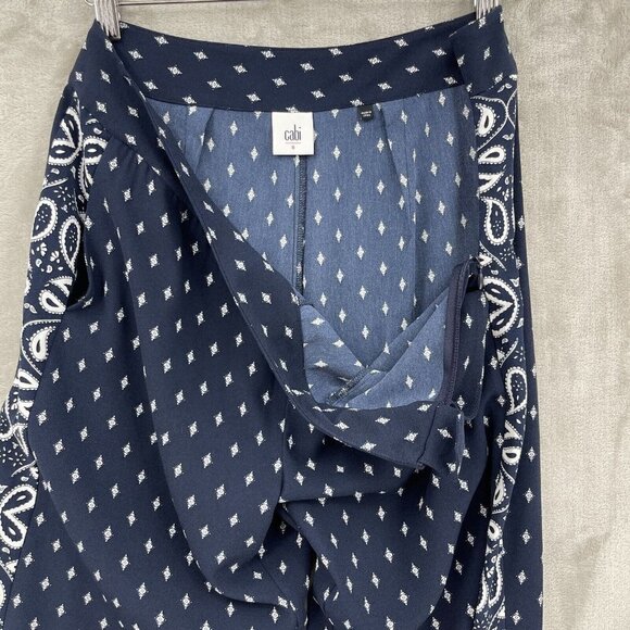 CAbi Track Star Navy White Bandana Print Wide Leg Casual Flowy Pants - Picture 7 of 13